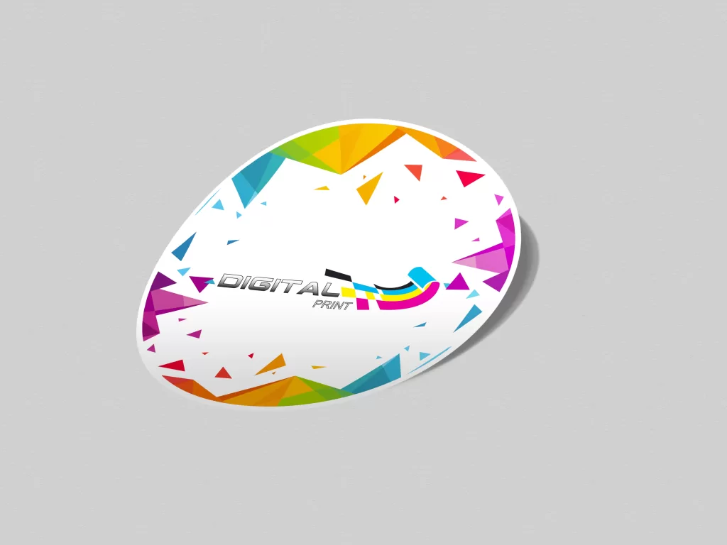 Stickers autoadhesivos circulares y rectangulares impresos a full color en papel brillante con troquelado.